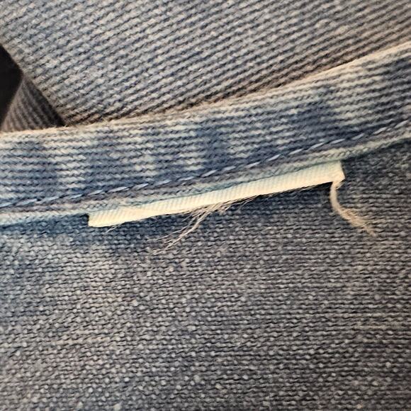 Vintage Denim Outfit 2 Piece Set Large Long Shirt Skirt Jean Blue Fall Leaf Puff - Picture 16 of 16